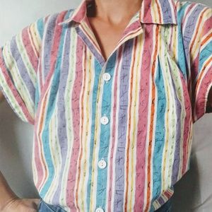 VTG ribbed-sleeve striped top